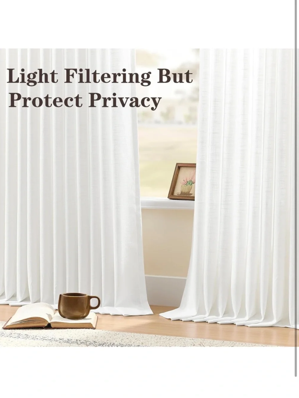 White 90 Inch Curtains Pinch Pleated Linen Curtain